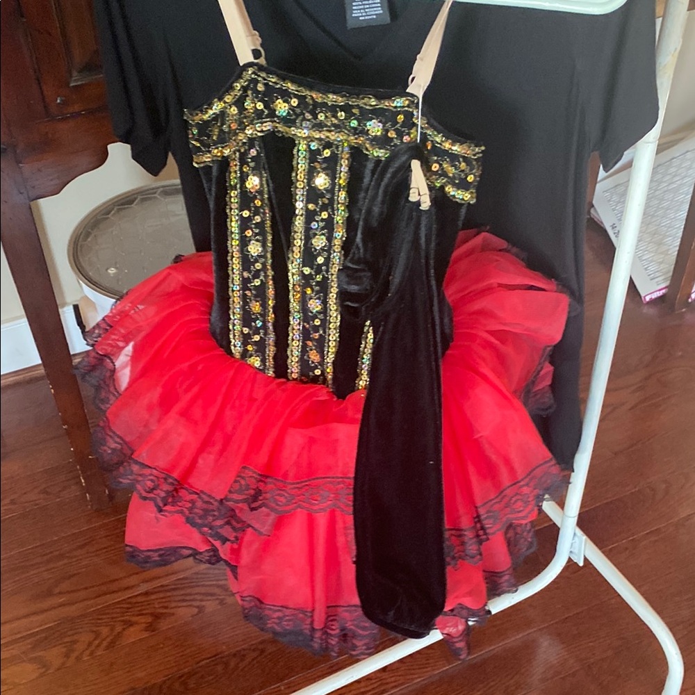 Red and Black Sequin Tutu Dress